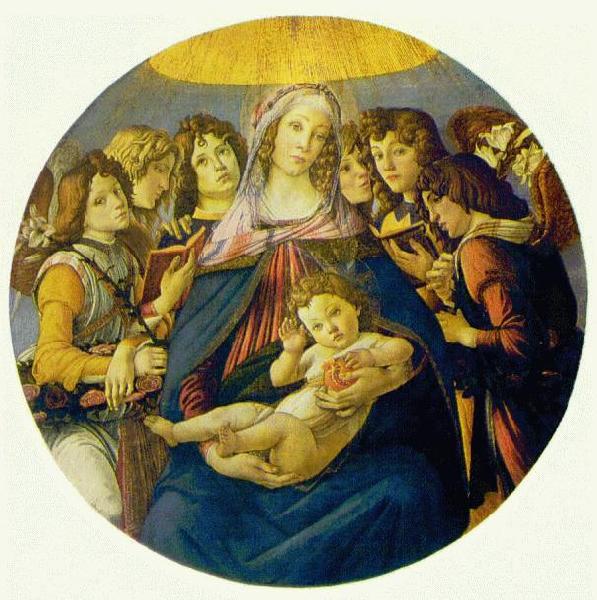 BOTTICELLI, Sandro Madonna of the Pomegranate (Madonna and Child and six Angels) fdgd oil painting image